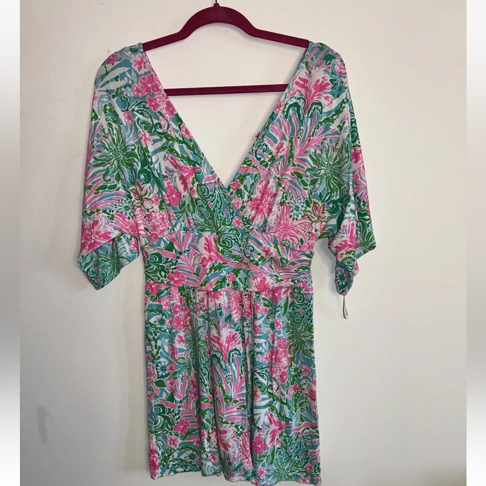 Lilly Pulitzer Parigi Romper Dress Leaf It Wild Size Medium